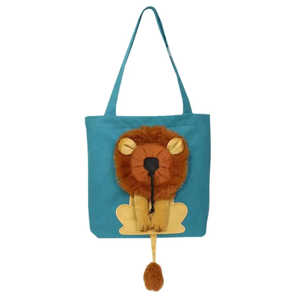 Pet cat Bag Pet Canvas Shoulder Bag Pet Carriers Lion-shaped pet Pet pet bag accessories Outdoor cat supplies R6L6