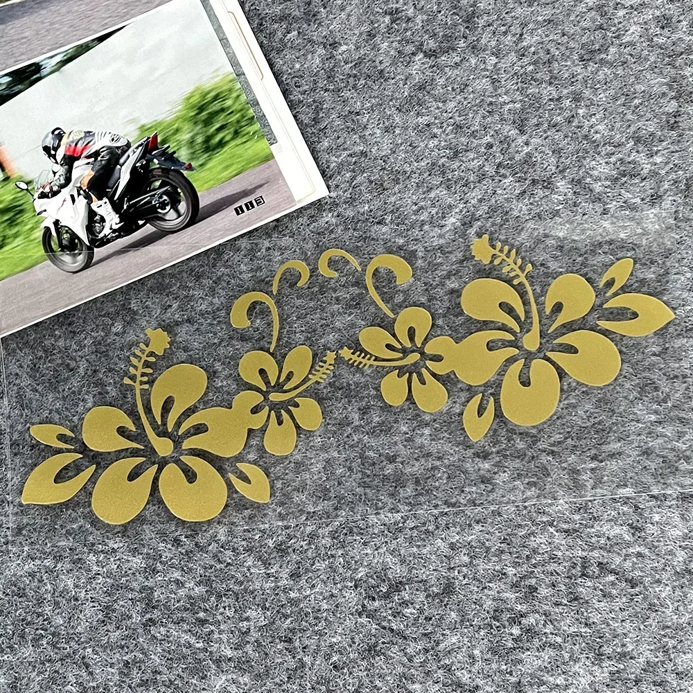 Voor Honda Toyota Hawaiiaanse Hibiscus Bloemvorm Reflecterende Motorfiets Scooter Elektrische Helm Body Window Voorruit Auto Sticker