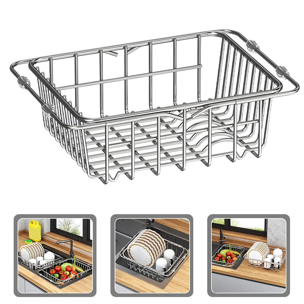 

Dish Drainer Rack Expandable Dish Drying Rack Stainless Steel Utensil Drying Holder Home Sink Drying Rack Over Sink Dish Shelf