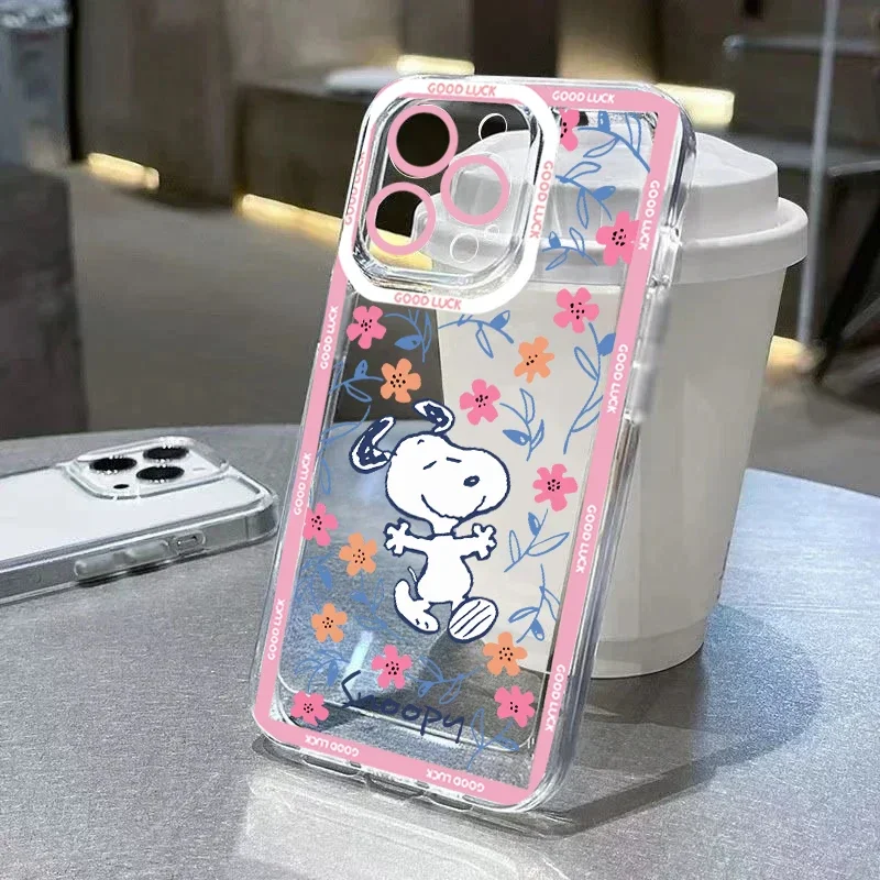 Süße Snoopy Cartoon klare TPU Y2K Hülle für Motorola Moto G32 G22 G53 G52 G30 Edge 40 Pro G71 G72 G73 G60 G60S G9 Play Plus Cover