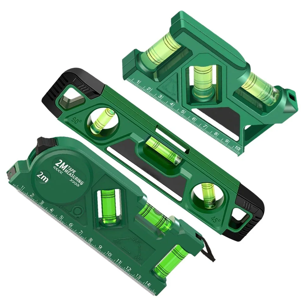 For Metal Surfaces Magnetic Base Level 3-in-1 Level Gauge Green 3 In 1 Leveling Gauge Strong Magnetic Attachment