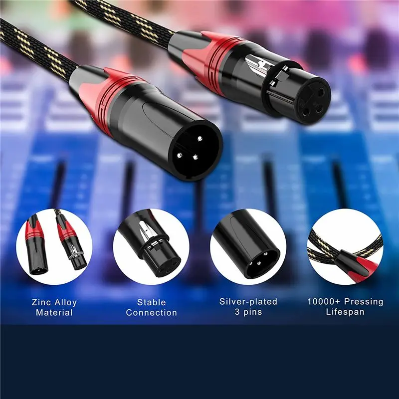 AS95 6 Pack XLR Cables, Male to Female Microphone Cable Kit 3-Pin Balanced for Mixer Speaker Podcast