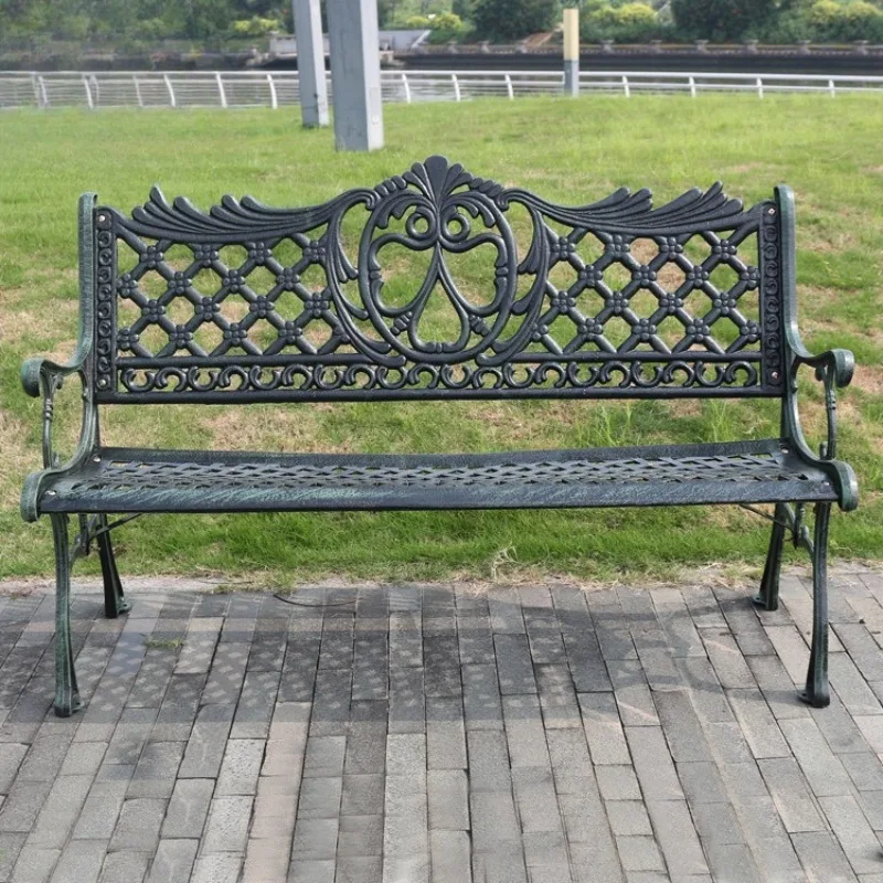 

Park Square Outdoor Cast Iron Bench Rest Seat Chair Public Simple Leisure Cast Iron Row Chair Row