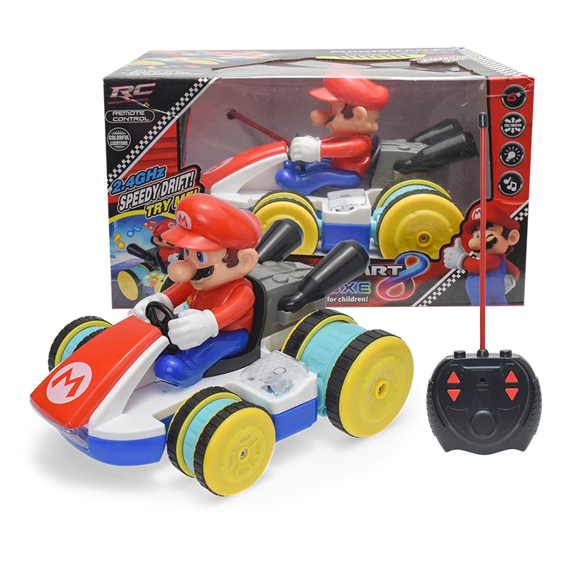 Super Mario Kart Remote Control Car Toys Luigi Yoshi Cartoon Game Figure with Light & Music Interactive Toys for Children Gifts