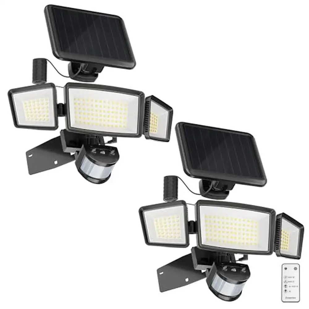 Solar Security Light 5 Modes 1800LM 270° Wide Angle 3 Heads LED Flood Lights IP65 Waterproof Wall Lights Separated