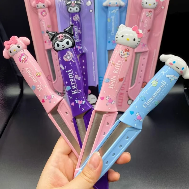 Hello Kitty Fruit Knife Sanrio Anime Stainless Steel Kitchen Peeling Knife Portable Outdoor Vegetable and Fruit Peeling Knife