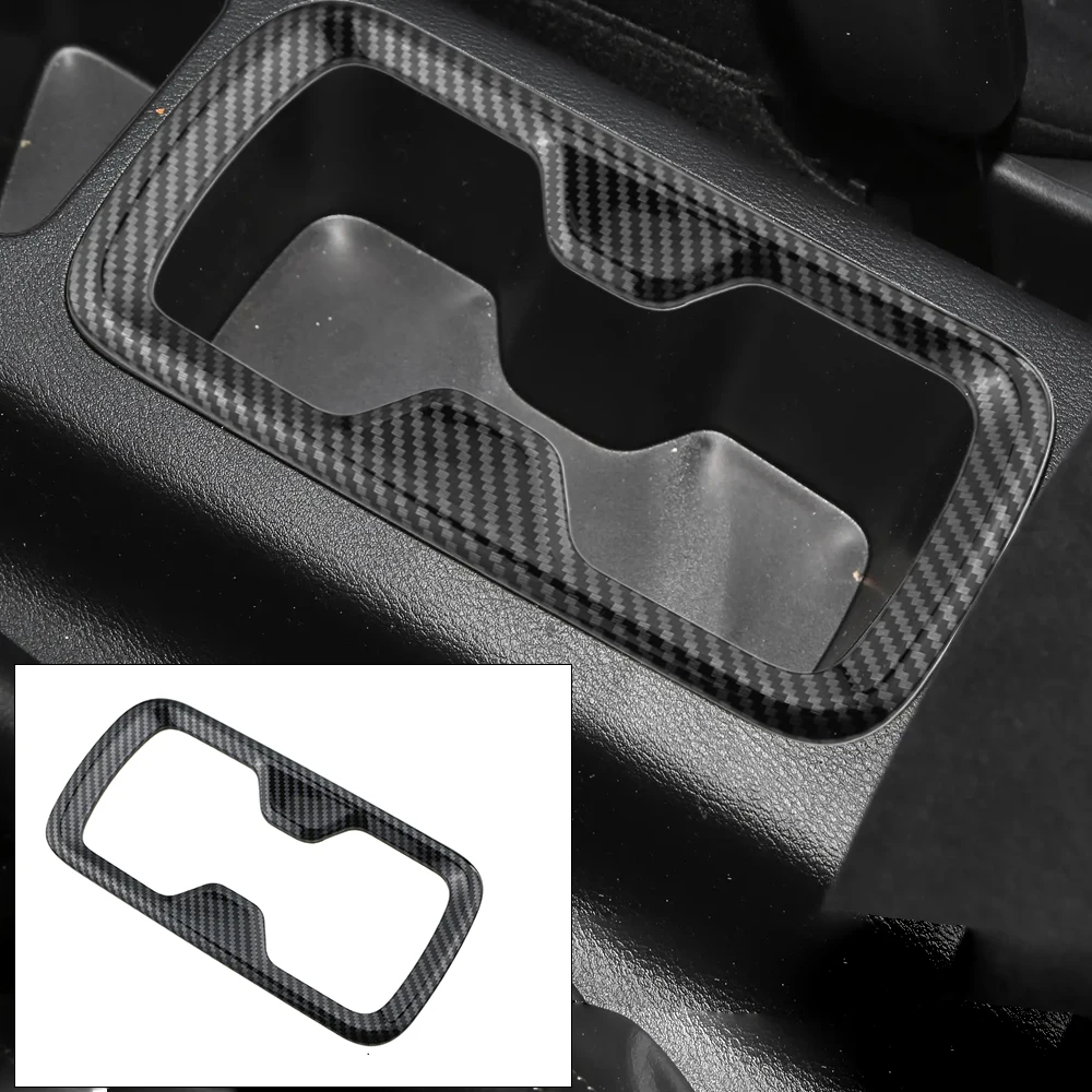 For Nissan Navara NP300 2016-2025 Car Front Water Cup Holder Frame Cover Trim Sticker Carbon Fiber Pattern Accessories