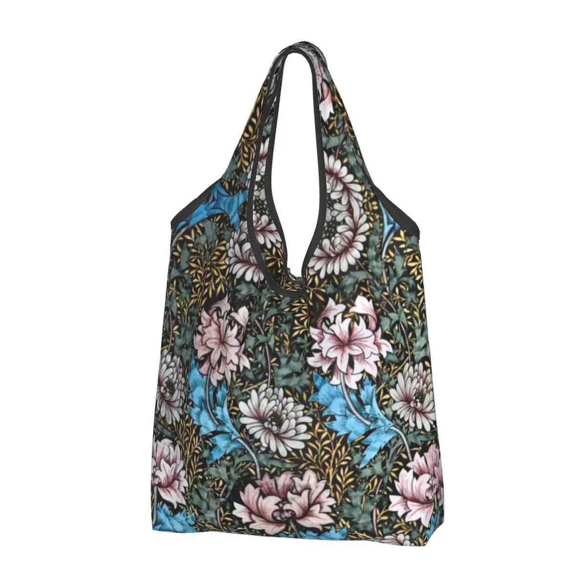 Recycling Vintage William Morris Chrysanthemums Shopping Bag Women Tote Bag Portable Bohochic Floral Groceries Shopper Bags