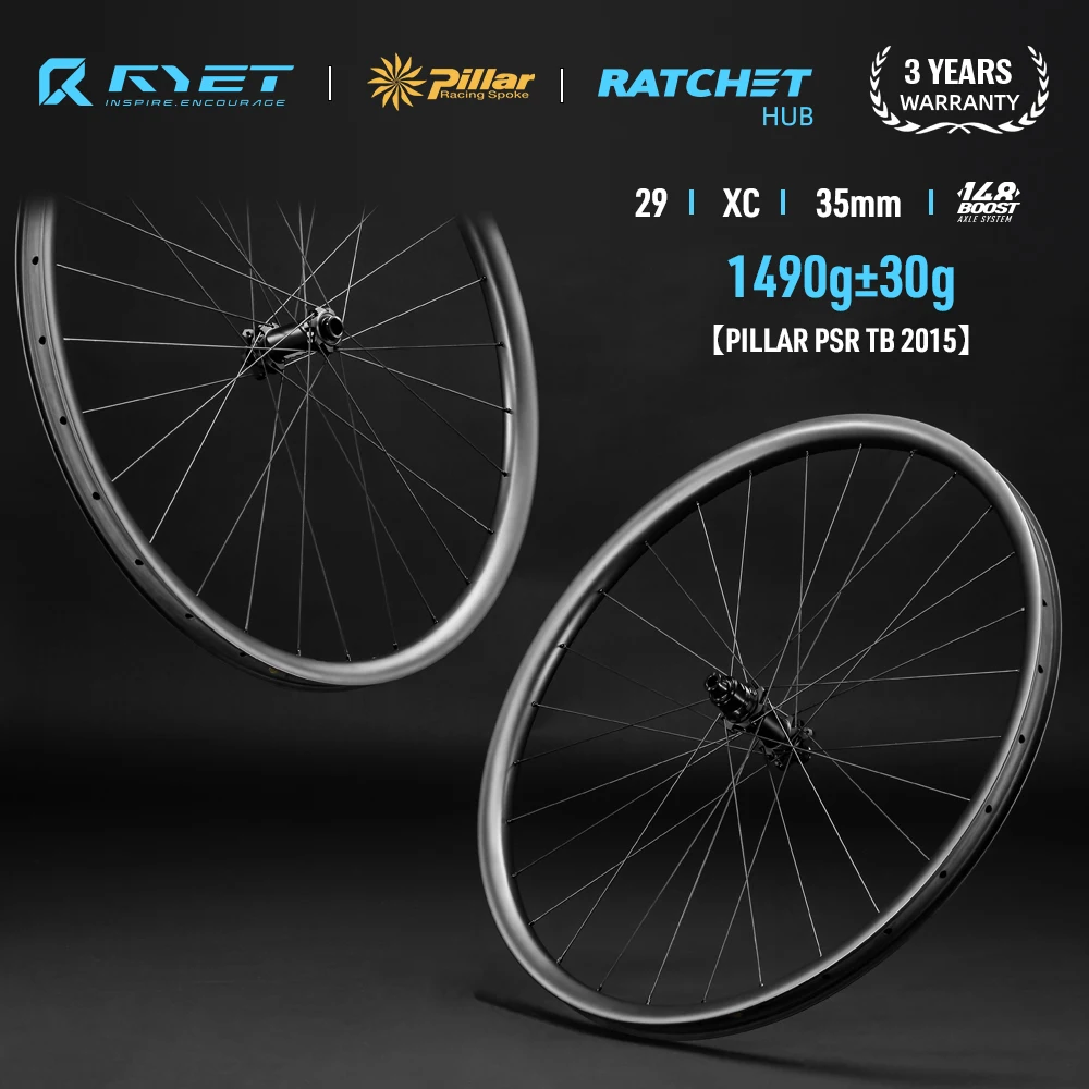 RYET 29er MTB Carbon Wheels XD HG MS 12S Mountain Bike wheels BOOST 148MM 28H 35mm 36T Ratchet Hub pillar Spoke Carbon Wheelsets