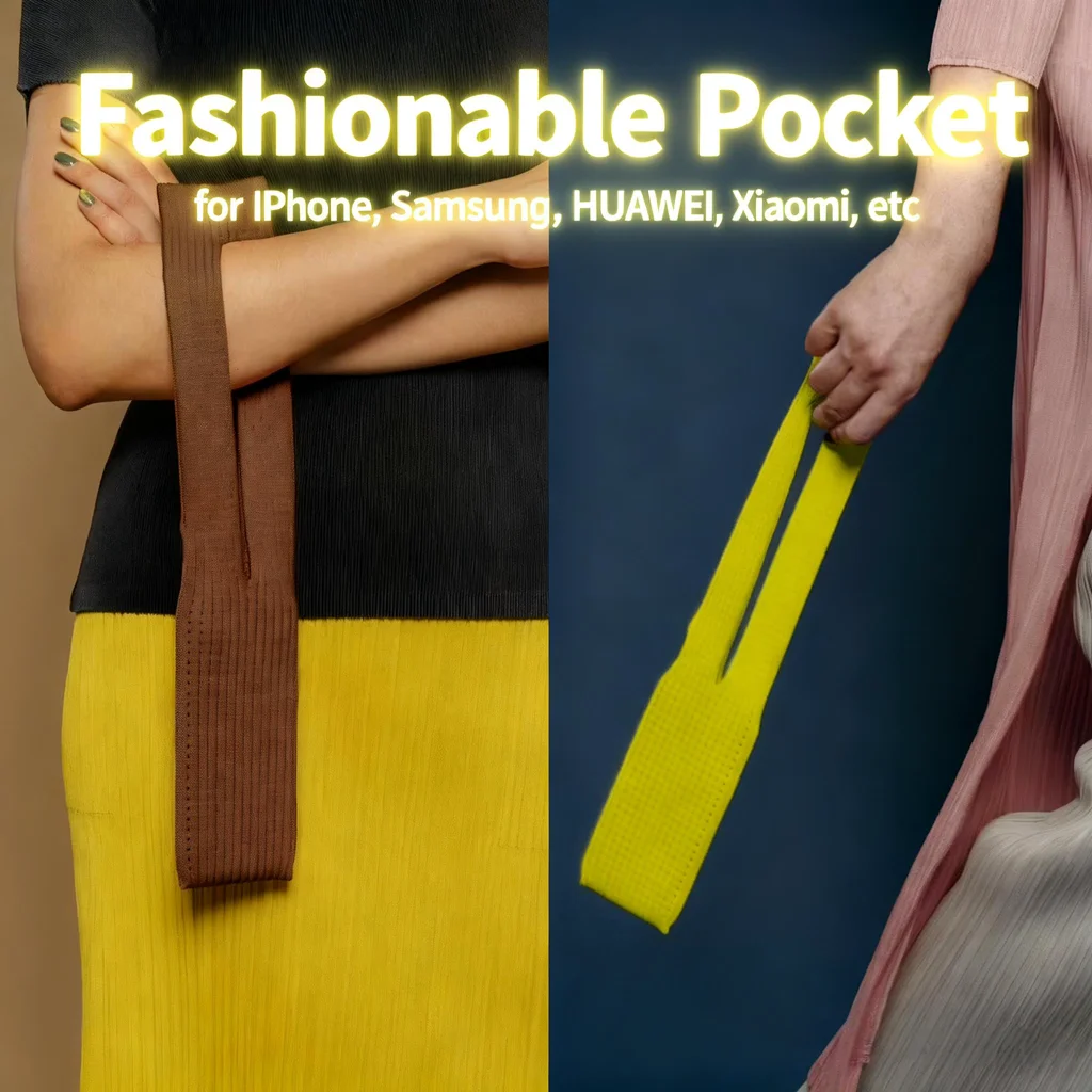 حافظة متماسكة يمكن ارتداؤها لجيب آي فون، حقيبة محبوكة ثلاثية الأبعاد لهاتف آيفون 17/16/15/14، مشبك أو يمكن ارتداؤها كسوارة أنيقة للحمل اليومي