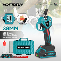 YOFIDRA 38mm Brushless Electric Pruner Shear 2 Gears Cordless Fruit Tree Bonsai Pruning Electric Scissors For 21V 18V Battery