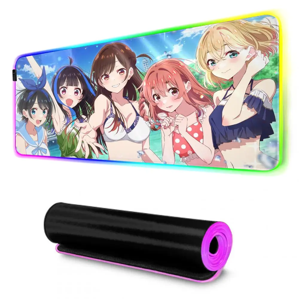 Rent A girl friend Kanojo Okarishimasu Mizuhara Chizuru Mouse Pad Rgb Desk Mat Back Light Led Setup Game Deskmat Big Mousepad