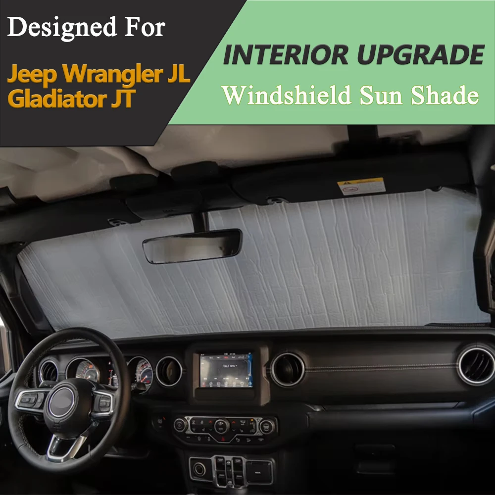 Front Windshield Sunshade for Jeep Wrangler JL Gladiator JT 2018-2026 UV Heat Insulation Sun Shield Interior CAAccessories