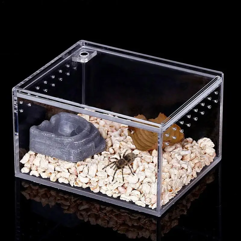 Transparent Acrylic Reptile Breeding Box Spider LizardAmphibian Terrarium Leak-proof Pet Habitat Arboreal Tarantula Enclosure