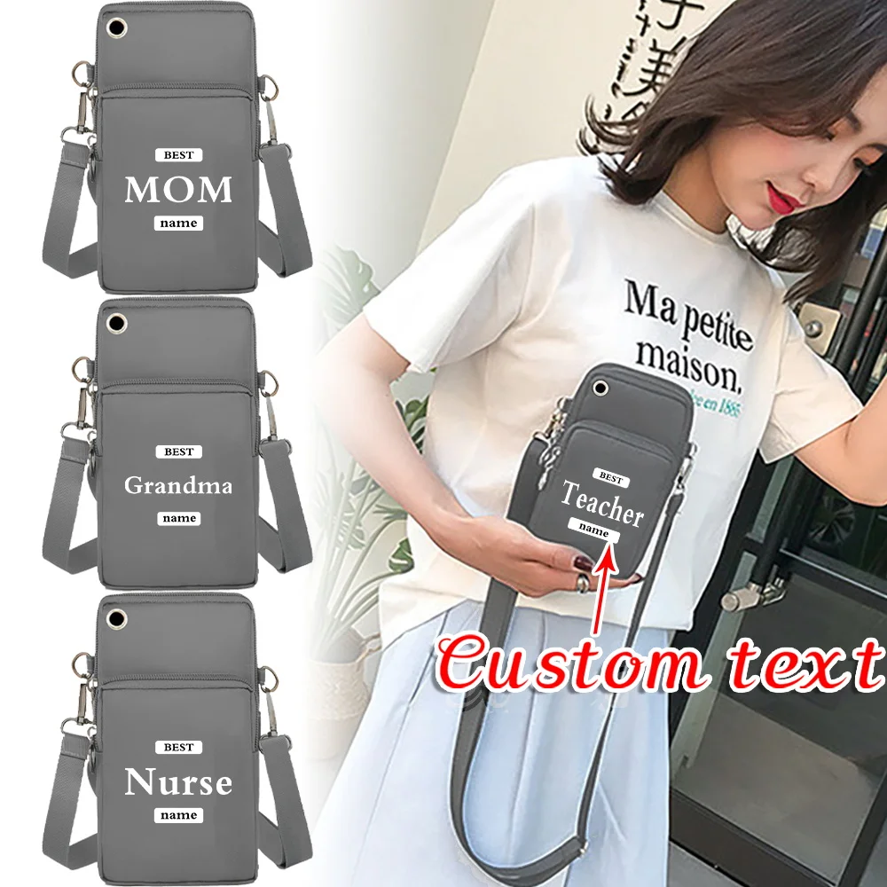 

Персонализированная сумка для мобильного телефона с индивидуальным именем, портативные сумки через плечо, модная женская дорожная сумка, большая вместительная сумка на плечо