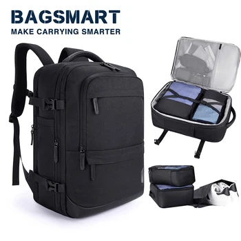 BAGSMART 남성용 도시 배낭 여행 배낭, 다기능 수하물, 경량 방수 에어백, 배낭 캐빈 배낭, 4 개