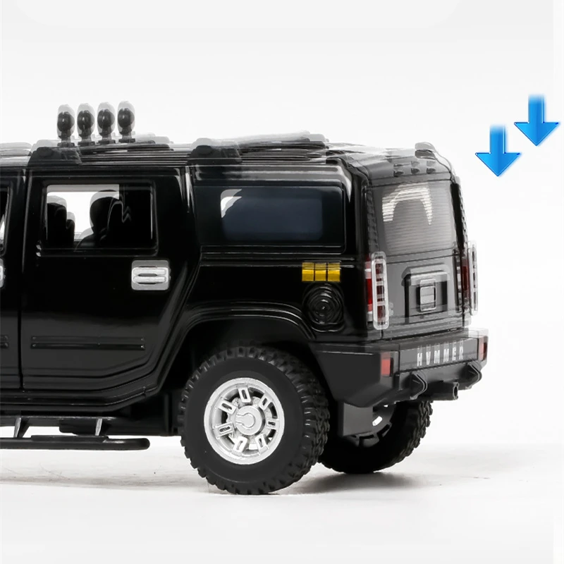 1:24 HUMMER H2 Alloy Car Model Diecast Metal Toy Off-road Vehicles Model Sound and Light Simulation Collection Children Toy Gift