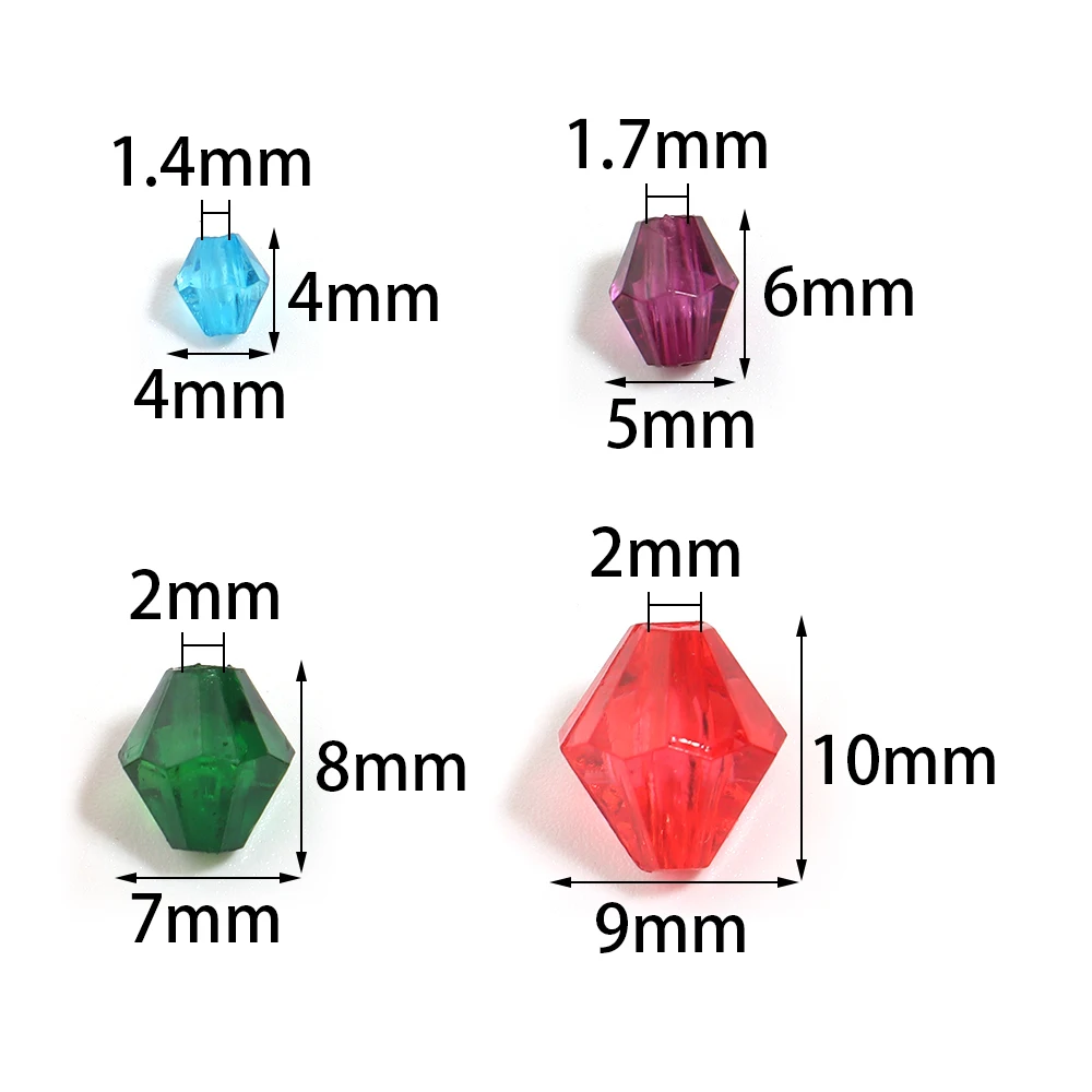 100-1000 Stück 4 6 8 10mm Facettierte Bicone Kristall-Acrylperlen Lose Abstandshalterperlen für Schmuckherstellung DIY Halskette Armband Zubehör – Detail 1