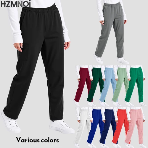 Imagen 1 del producto Pantalón quirúrgico de laboratorio de Color sólido, uniforme de médico y enfermera Unisex, pantalones de trabajo, accesorios de enfermera, pantalones de médico