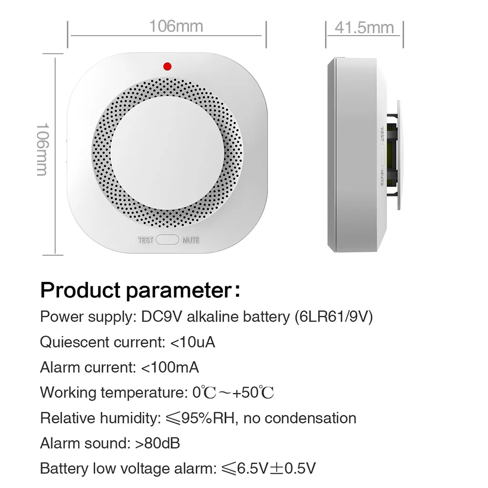 Imagem -06 - Smarsecur-sensor Detector de Fumaça sem Fio Altamente Sensível para Vida Inteligente Controle de Aplicativos Tuya Wi-fi 433mhz