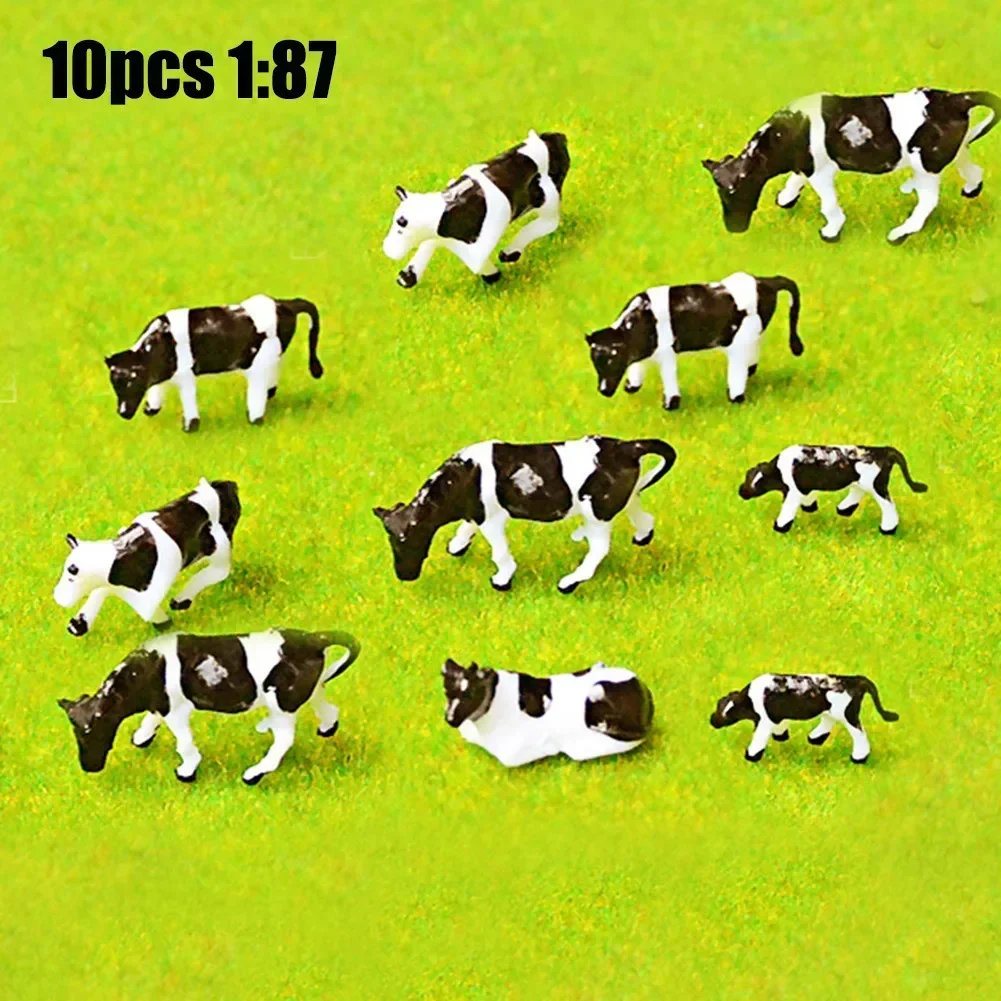 10PCS Realistic 1:87 Scale HO/OO Gauge 00 Black & White Cow Models For Your Model Railway Pack Model DIY Model Accessories