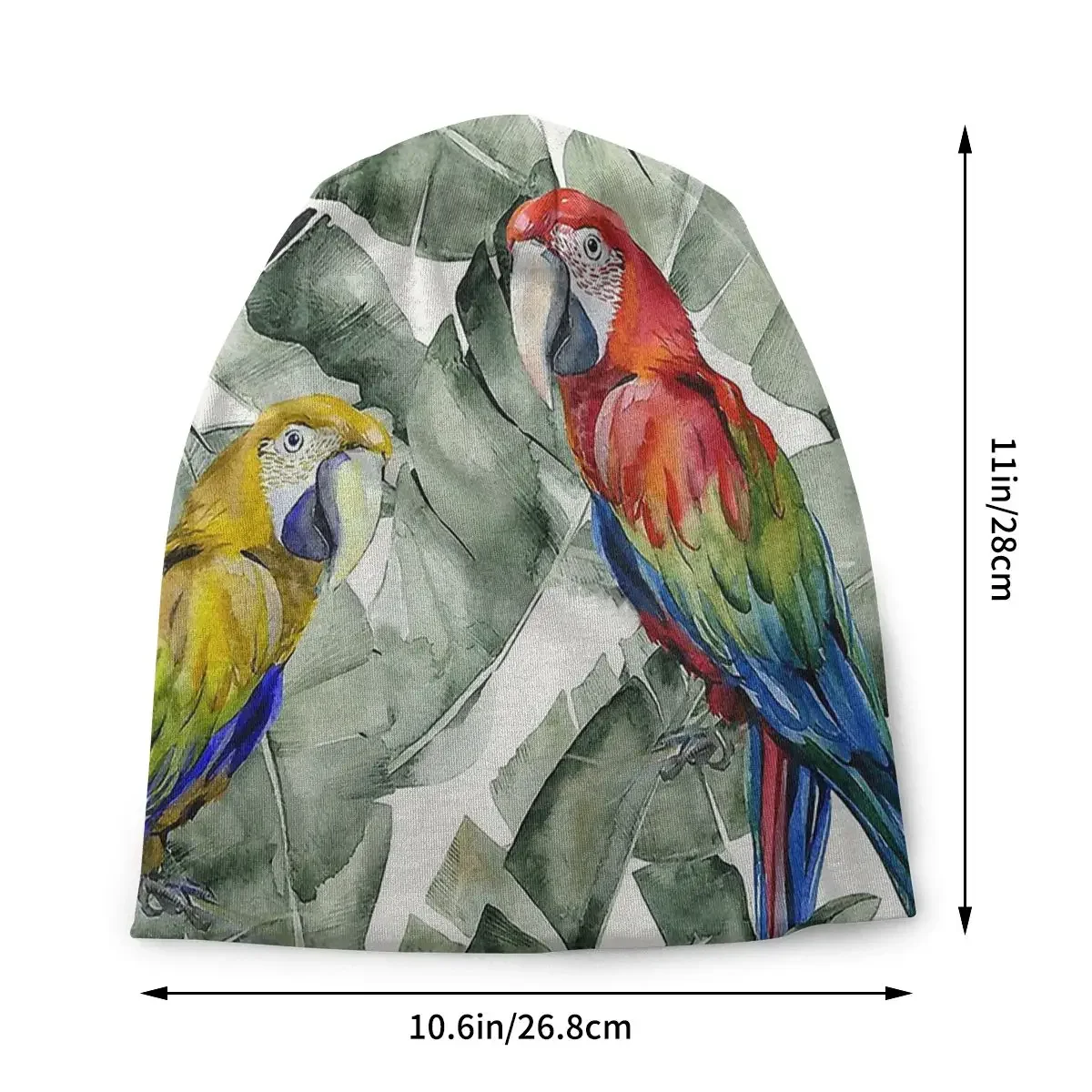 PARROTS IN THE JUNGLE Animal Meme Autumn Female Warm Beanies Double Used Casual Bonnet Hats