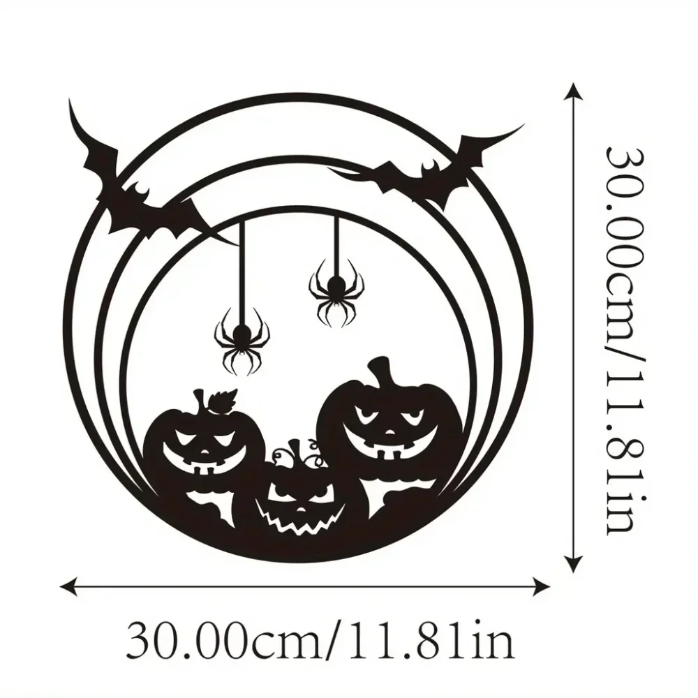 Halloween Pumpkin Metal Wall Decor: Terrifying Spider Web & Bat Door Sign. Charming Day of the Dead Wall Art for Home and Party