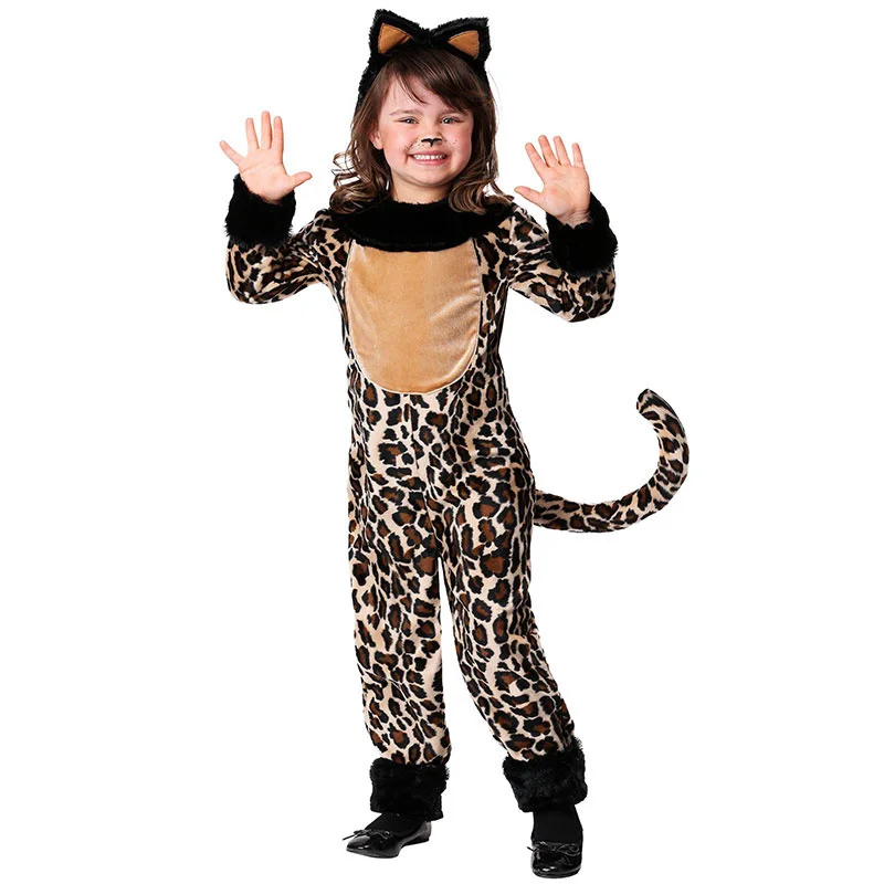 Costume de guépard léopard sauvage pour enfants, combinaison Nette pour garçons et filles, grenouillères pour enfants, olympiques de fête d'Halloween et de carnaval