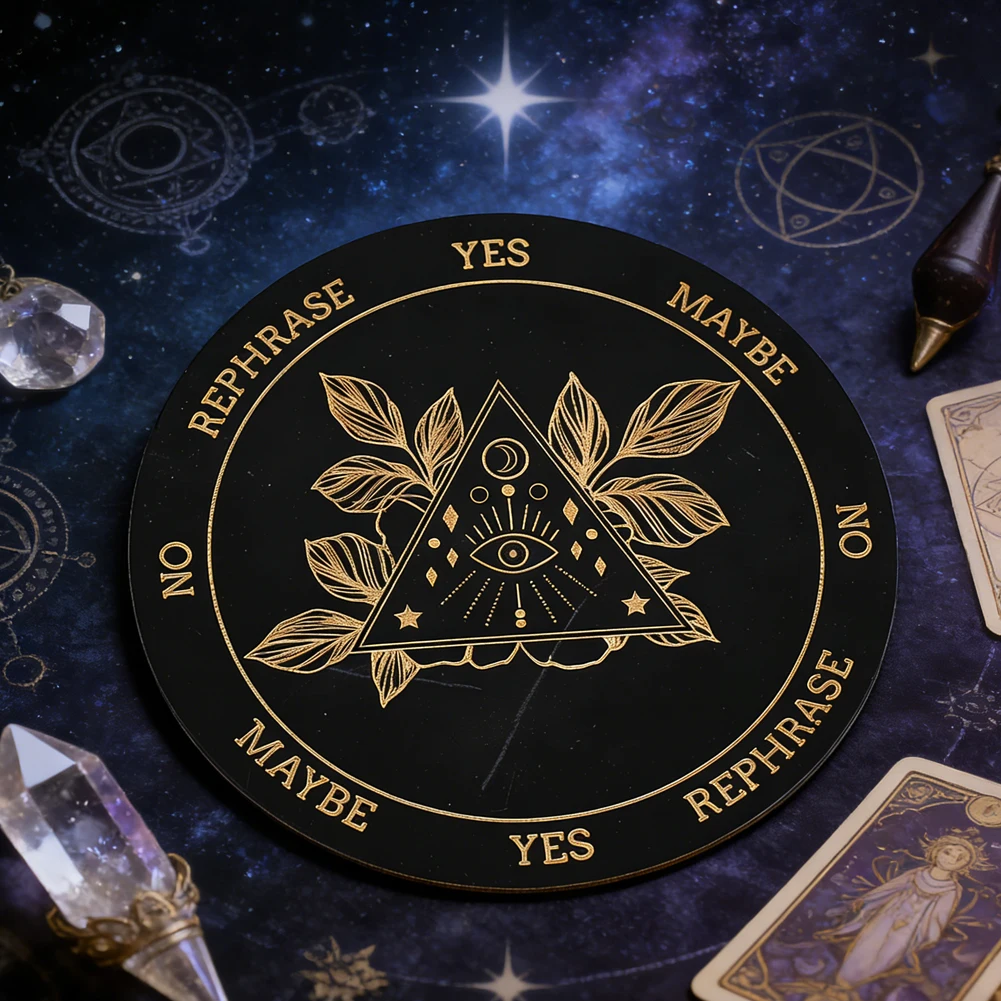 15cm Laser Round Wood Insulated Coaster Carving Eye of Providence Pendulum Plank Witch Tarot Ouija Information Decision Board