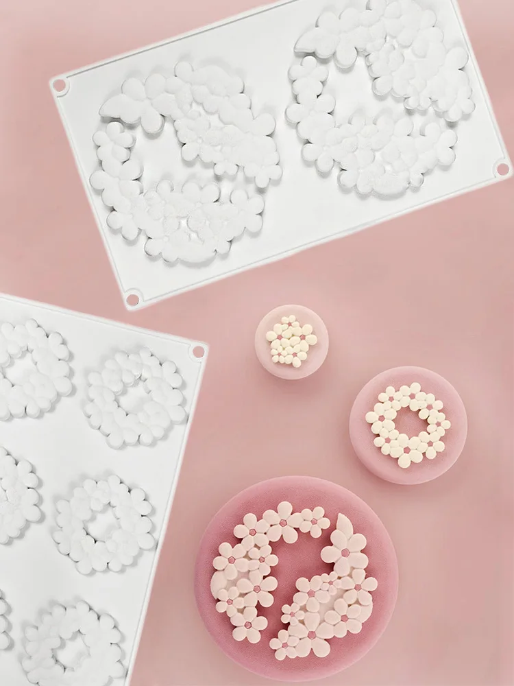 New Flower Ring Round Fondant Lace Silicone Mold DIY Cake Mould Cake Baking Decoration Molecular Cooking Printing Resin Molds