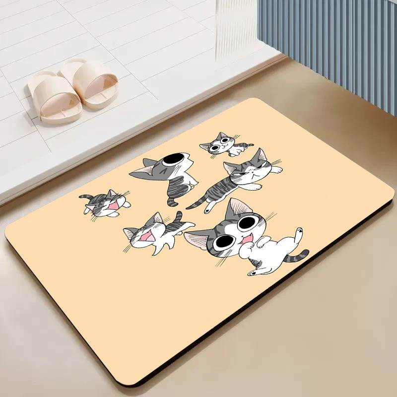 

Kawaii Cat Foot Mat Bathroom Floor Mats House Entrance Mat Indoor Home Decoration Kitchen Accessories Diatomite Welcome Deal Rug