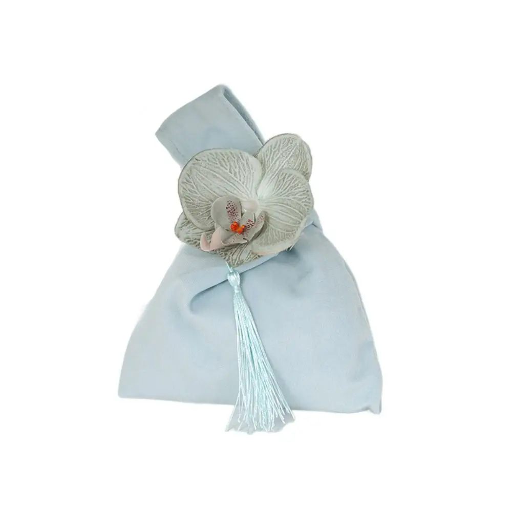 

Tassel Velvet Knot Handbag Tope Handle Vest Shape Flower Wrist Bag Large Capacity Storage Bag Festive Sugar Bag Festival