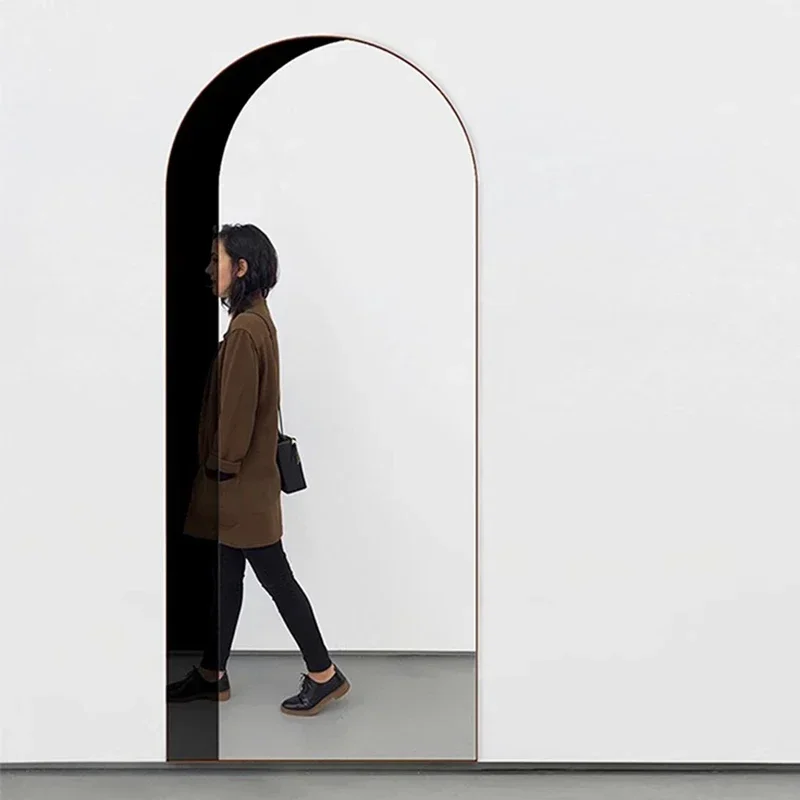 

Art Aesthetic Mirror Wall Bedroom Nordic Bathroom Mirror Funky Oval Garden Girls Standing Full Body Espelhos Home Decorations