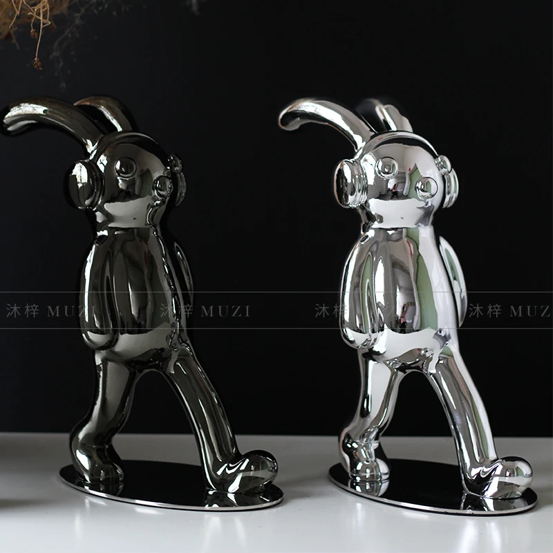 

Simple and Light Luxury Electroplating Headset Bunny Desktop Decoration New House Gift Children's Room Creative Cartoon Soft