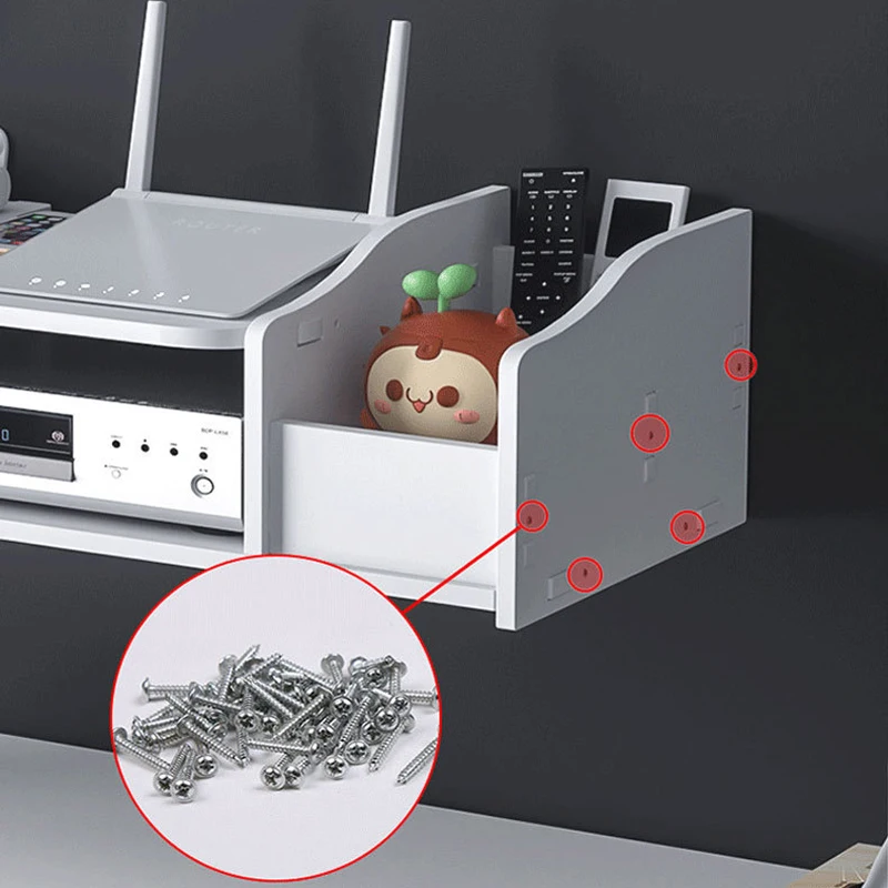Wall-Mounted Router Cable Organizer Shelf Ventilated Neat Setup for Modem TV Set-top Storage Rack TV Box Desk Accessories Holder view 5