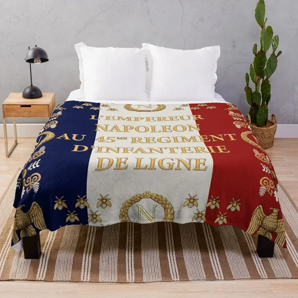 Napoleonic French 45th regimental flag Throw Blanket for winter Soft Hairys Bed linens Blankets