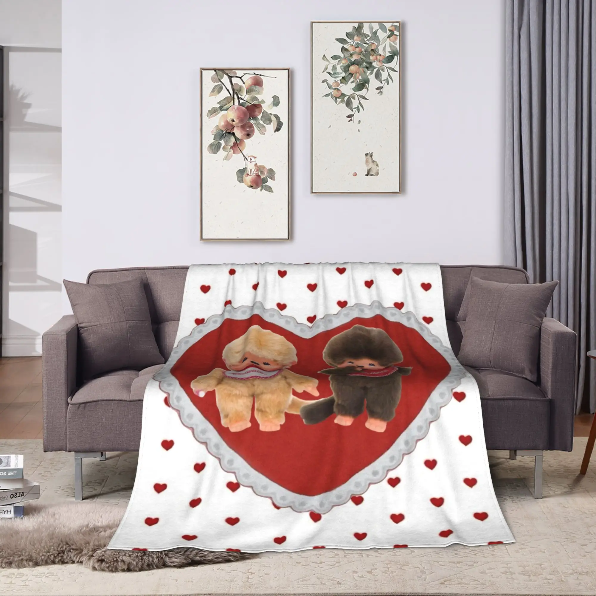 M-Monchhichis – couverture de dessin animé de qualité, Super chaude, pour pique-nique d'hiver, canapé-lit, couvre-lit amusant