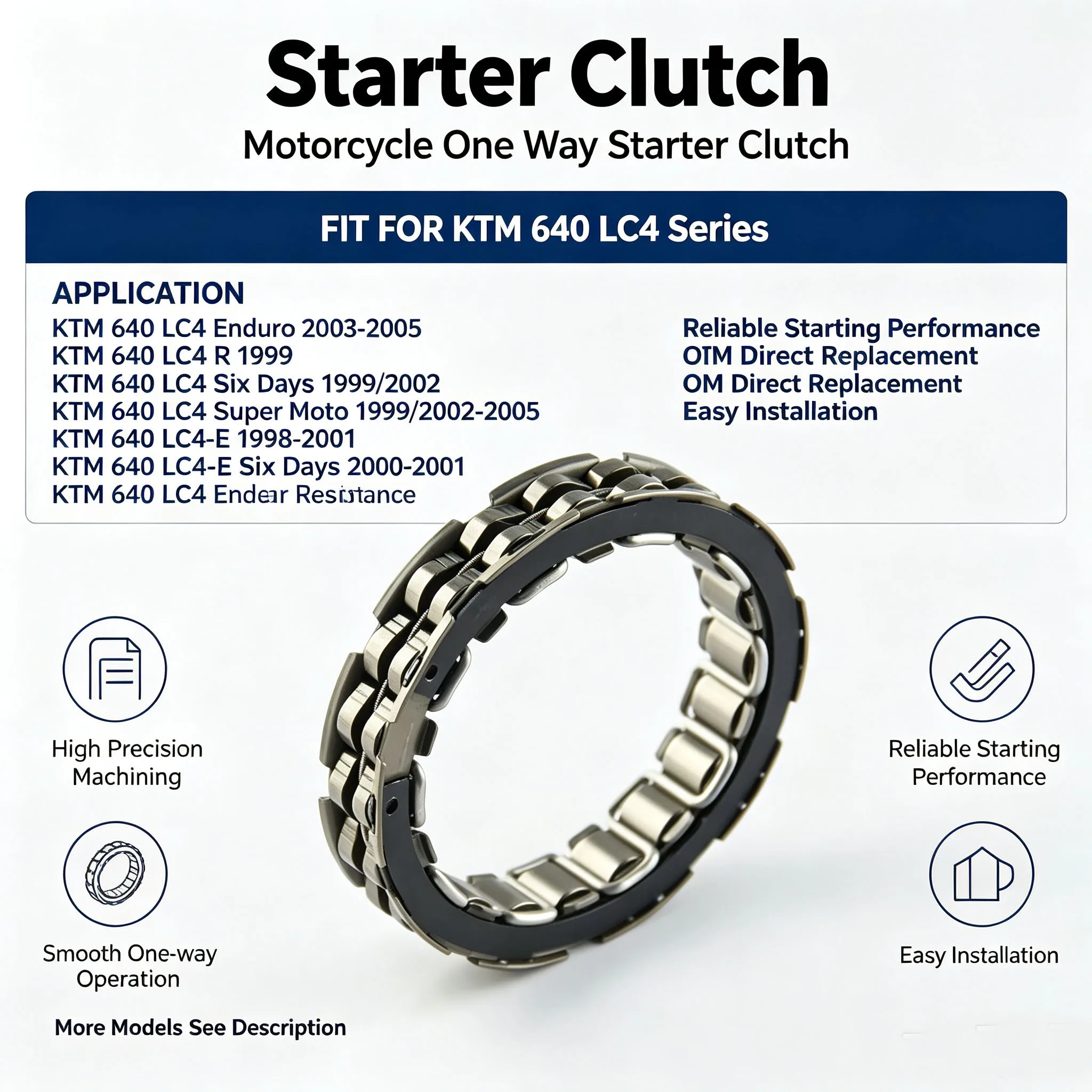 Motorcycle One Way Starter Clutch Bearing For KTM 640 LC4 R Enduro  Six Days Super  Moto LC4-E LS-E/mil 660 Rallye Customer Bike