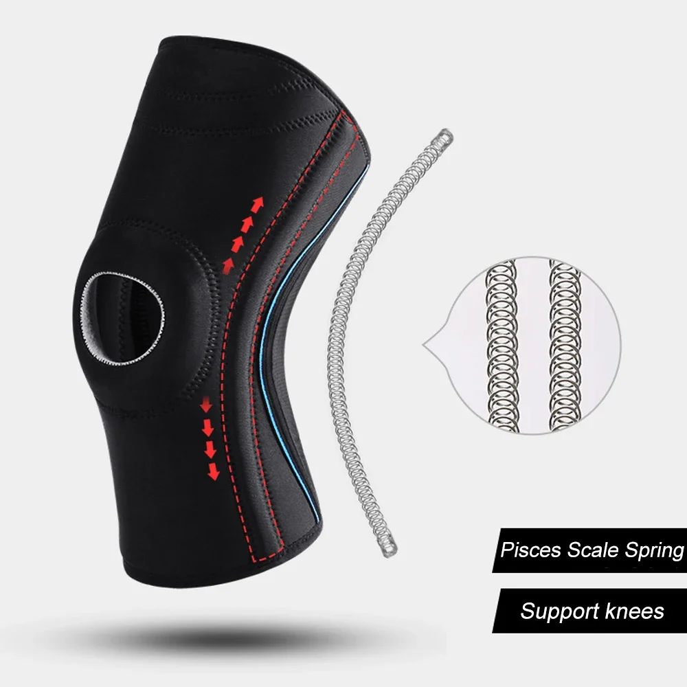 1 Pcs Knee Compression Sleeve, Knee Braces Wraps Patella Stabilizer with Spring Support, Kneepads Protector for Meniscus Tear