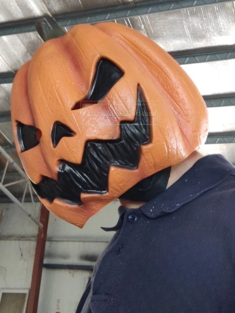 Máscara de cabeza de calabaza de látex para Halloween, cubierta para la cabeza, truco o trato, máscara de calabaza aterradora, transpirable, novedad, máscara de Jackolantern, vestido elegante