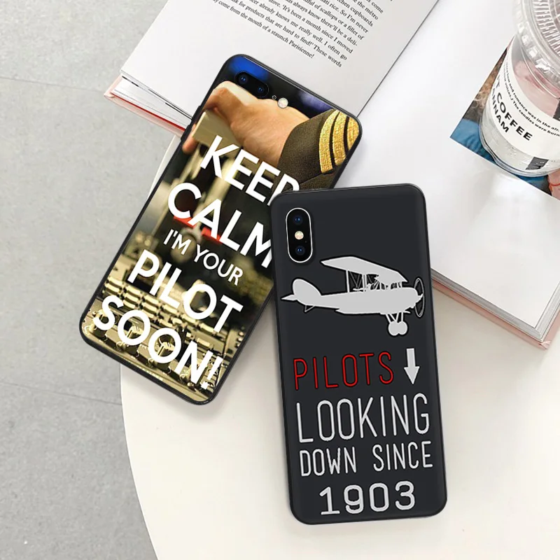 Matte Phone Case For iPhone 15 Pro Max 14 12 11 13 Mini 7 8 Plus XS SE X XR 14Pro Aircraft Airplane Fly Plane Black Soft Cover