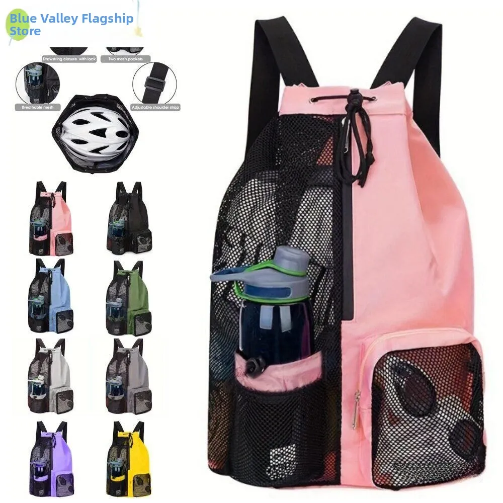 

Oxford Cloth Waterproof Swimming Bag Large Capacity Mesh Drawstring Beach Backpack Lightweight Gym Bag with Wet Bag for Men A...
