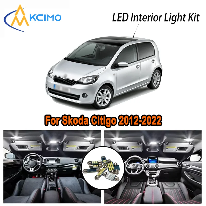 

For Skoda Citigo 2012-2022 2013 2014 2015 2016 2017 2018 LED Interior Dome Map Trunk Light Kit Car Led Lamps Canbus No Error