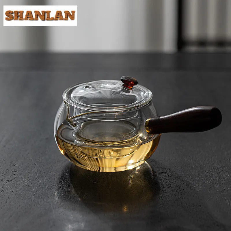 

Чайник из боросиликатного стекла с боковой ручкой, винтажный чайник для заварки чая, чайник с ситечком, коллекция чайной церемонии, подарок