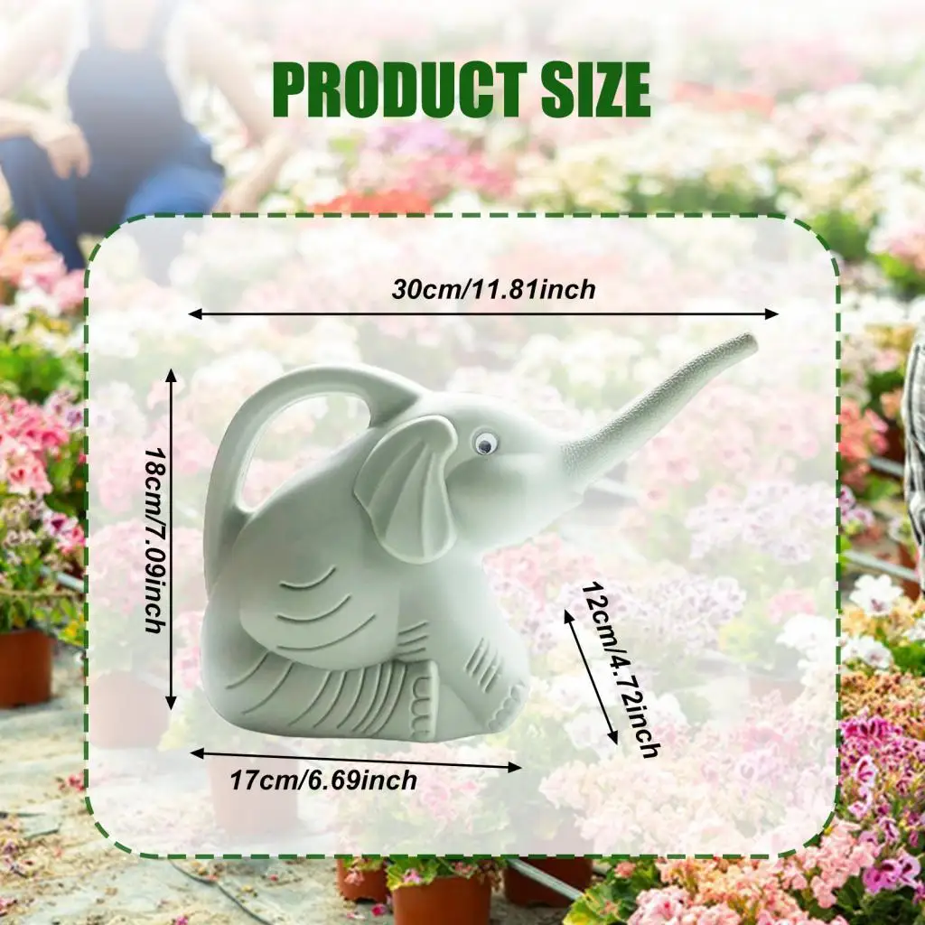 

Cartoon Elephant Watering Can Plastic 2L Modern Garden Pot Anti Slip Handle for Indoor Outdoor Plants