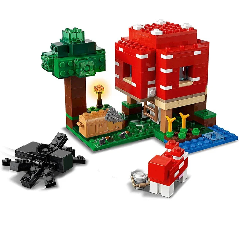 MOC world simulation game scene Mushroom house building blocks street view assembly brick toys Children\'s Christmas Gifts