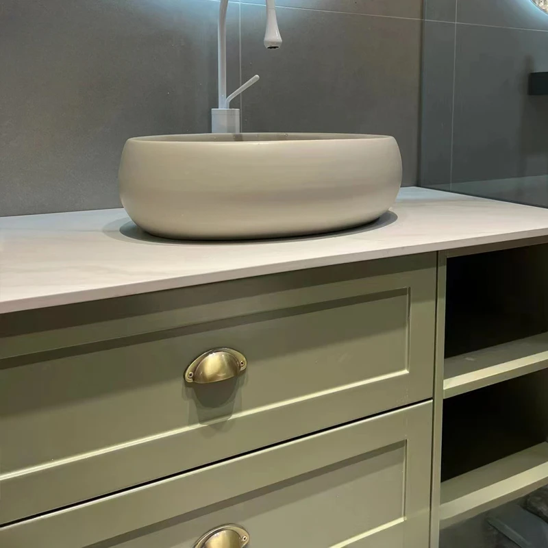 Modern simple smart rock slab bathroom cabinet combination bathroom solid wood washbasin washbasin basin washbasin