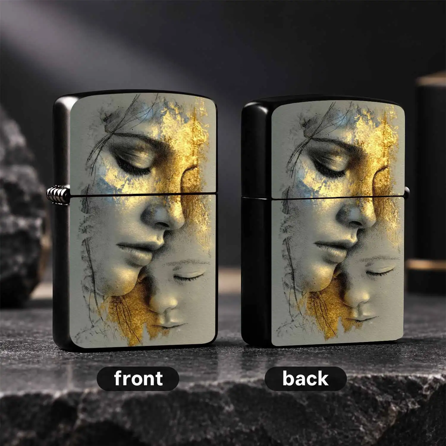 Art Gilded Embracing Figure Lighter, Creative Sketch Texture Warm Dual-Person Decor Portable Ignition Tool, Suitable for Daily Outings, Outdoor Activities, Gifting to Friends and Family, Multi-scene Exquisite Practical Personalized High-qu
