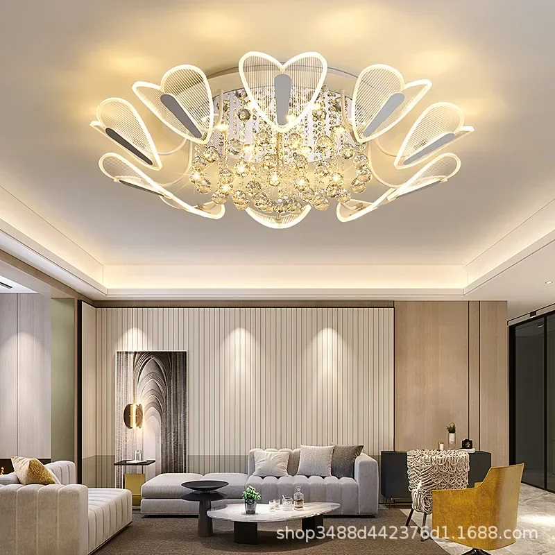 Modern Light Luxury K9 Crystal LED Ceiling Lamp Heart-Shaped for Bedroom Dining Room