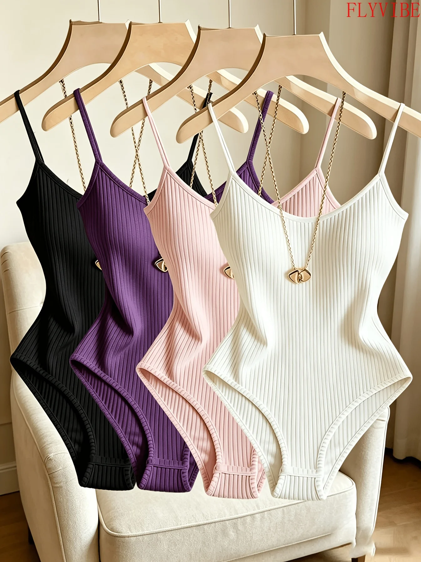 Women Adjustable Strap Cami Bodysuit 4Pcs Ribbed Fleece Sleeveless Stretch Tank Body Suit Ladies Daily Inner And Outer Wear